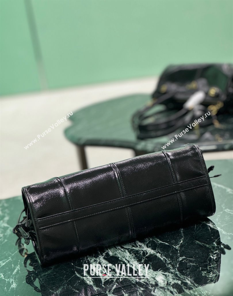 Prada Medium handbag in Patent Crinkled Leather 1BA426 Black 2025 (YZ-250407055)