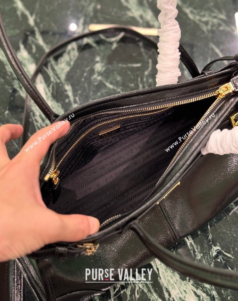 Prada Medium handbag in Patent Crinkled Leather 1BA426 Black 2025 (YZ-250407055)