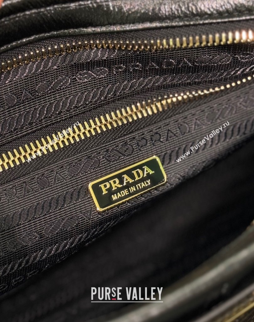Prada Medium handbag in Patent Crinkled Leather 1BA426 Black 2025 (YZ-250407055)