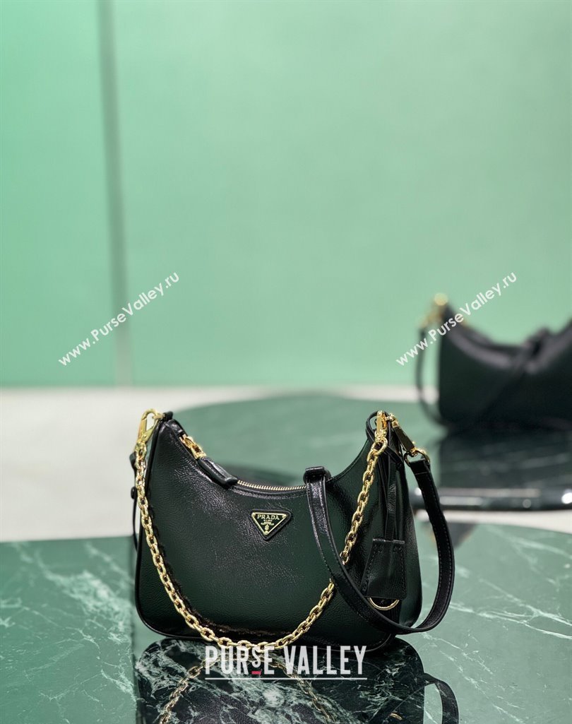 Prada Re-Edition mini Hobo bag in Patent Crinkled Leather Black 2025 1BC204 (YZ-250407056)
