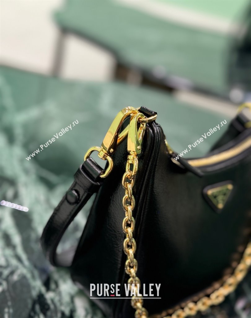 Prada Re-Edition mini Hobo bag in Patent Crinkled Leather Black 2025 1BC204 (YZ-250407056)
