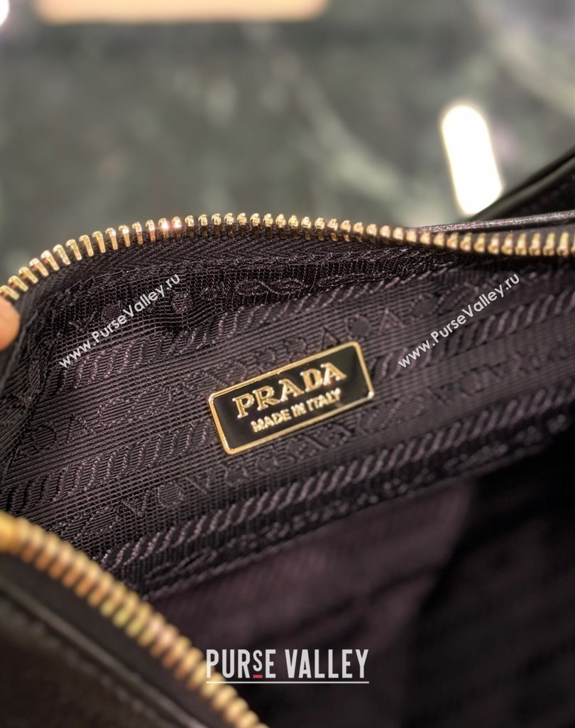 Prada Re-Edition mini Hobo bag in Patent Crinkled Leather Black 2025 1BC204 (YZ-250407056)