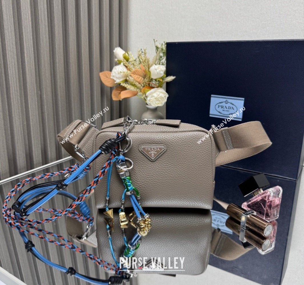 Prada Mens Leather shoulder bag with charm Bamboo Grey 2025 2VH184 (YZ-250407049)