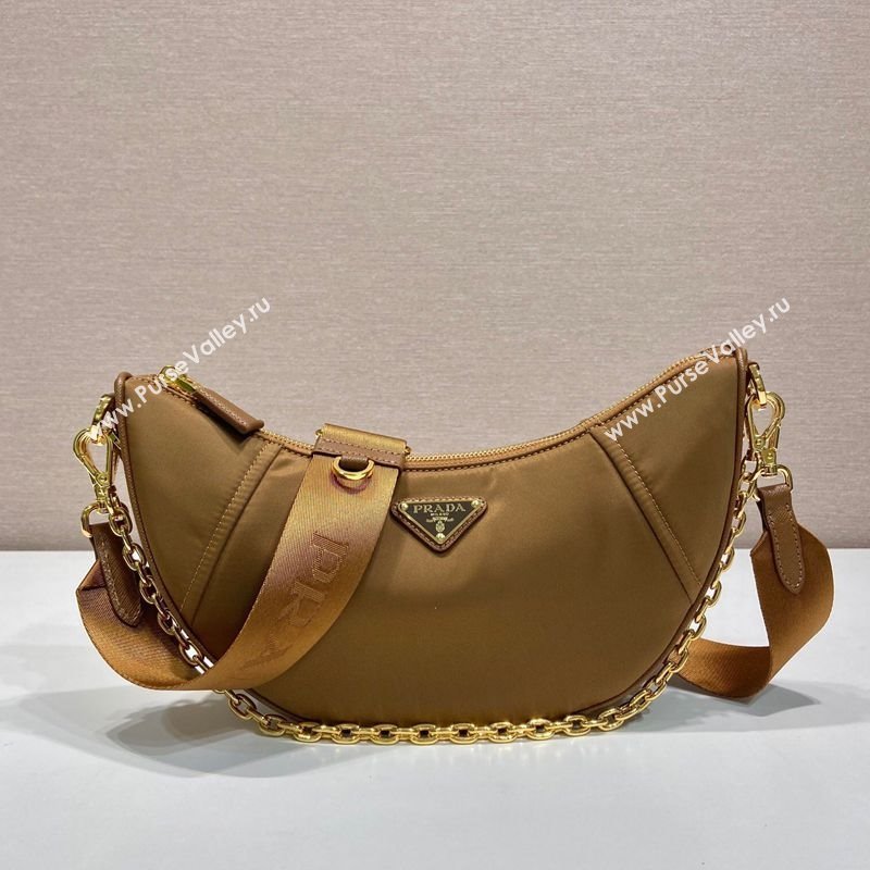 Prada Demi-lune Re-Nylon shoulder bag 1BH222 Brandy Brown 2025 (YZ-250407059)
