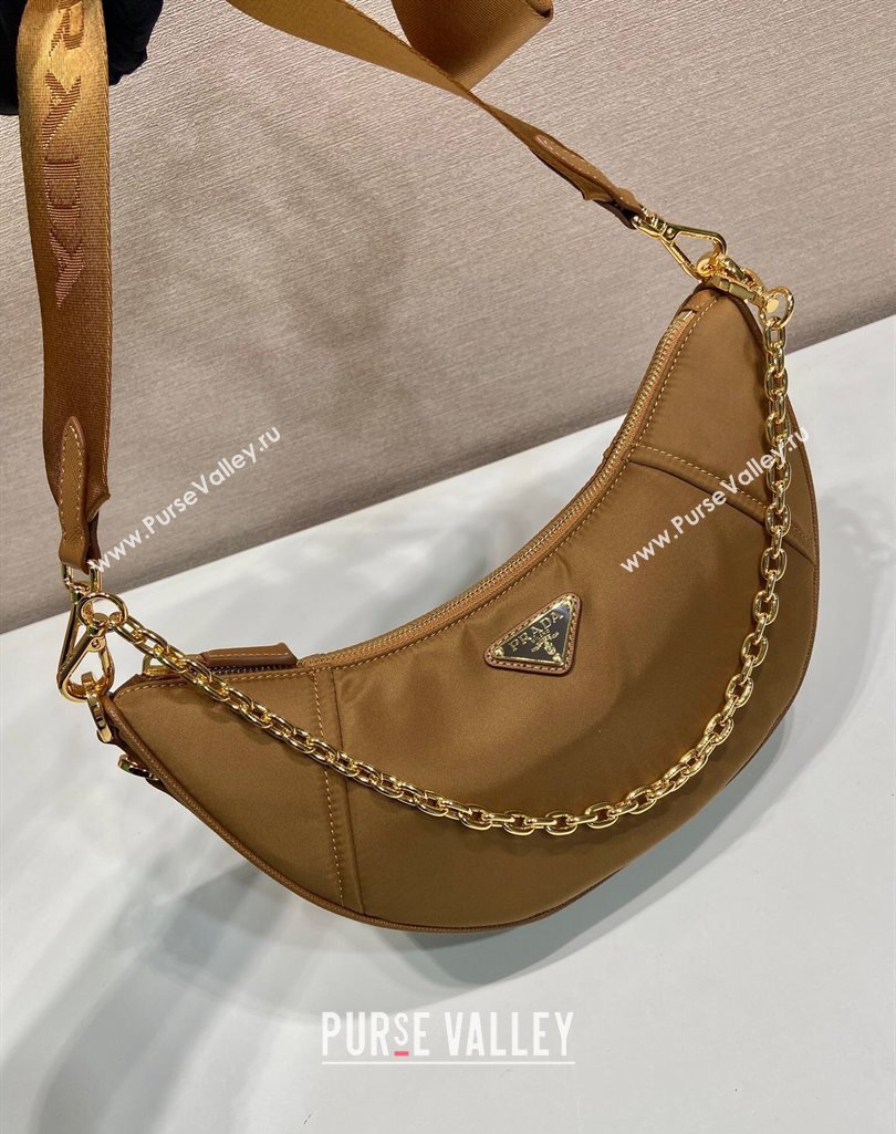Prada Demi-lune Re-Nylon shoulder bag 1BH222 Brandy Brown 2025 (YZ-250407059)
