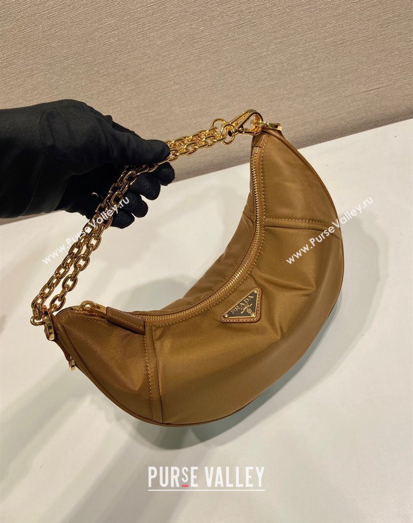 Prada Demi-lune Re-Nylon shoulder bag 1BH222 Brandy Brown 2025 (YZ-250407059)