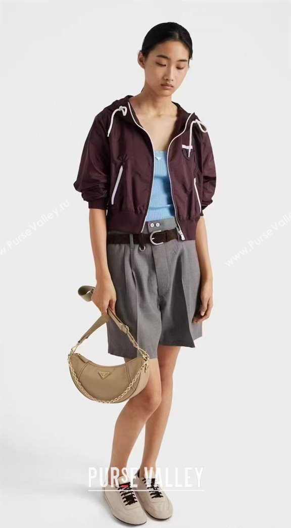 Prada Demi-lune Re-Nylon shoulder bag 1BH222 Beige 2025 (YZ-250407060)