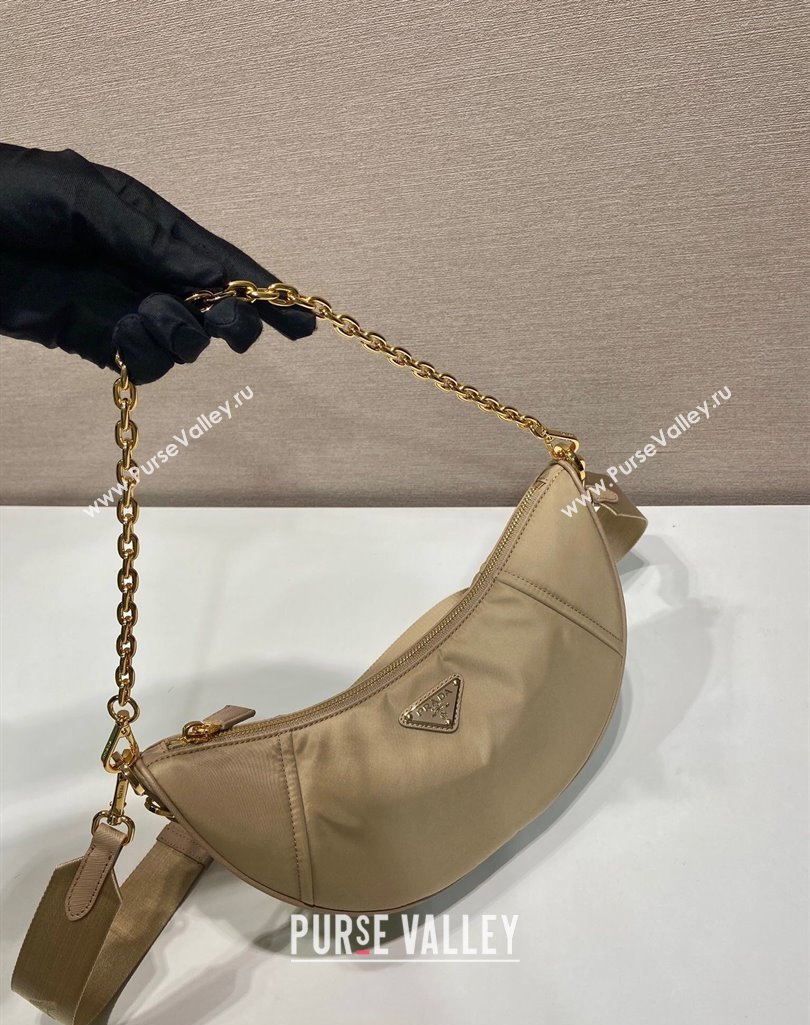 Prada Demi-lune Re-Nylon shoulder bag 1BH222 Beige 2025 (YZ-250407060)