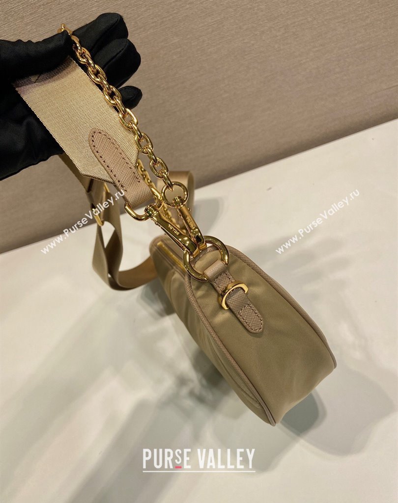 Prada Demi-lune Re-Nylon shoulder bag 1BH222 Beige 2025 (YZ-250407060)