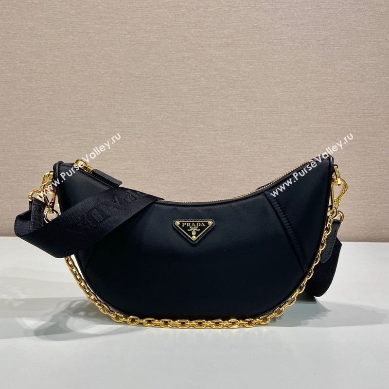 Prada Demi-lune Re-Nylon shoulder bag 1BH222 Black 2025 (YZ-250407061)