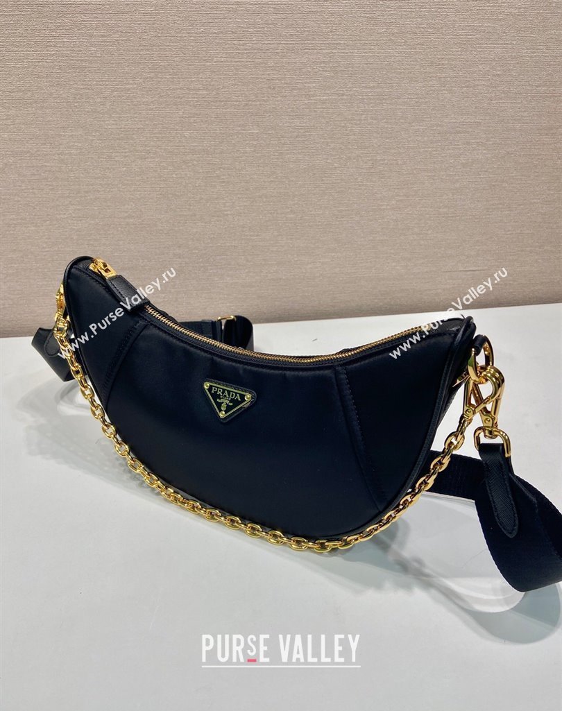 Prada Demi-lune Re-Nylon shoulder bag 1BH222 Black 2025 (YZ-250407061)