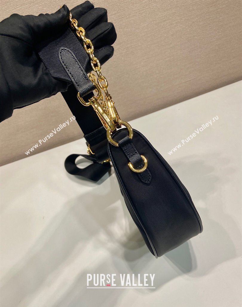 Prada Demi-lune Re-Nylon shoulder bag 1BH222 Black 2025 (YZ-250407061)