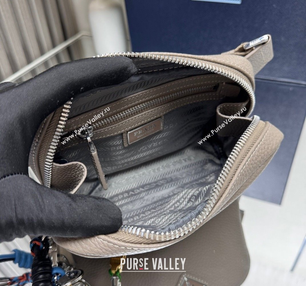 Prada Mens Leather shoulder bag with charm Bamboo Grey 2025 2VH184 (YZ-250407049)