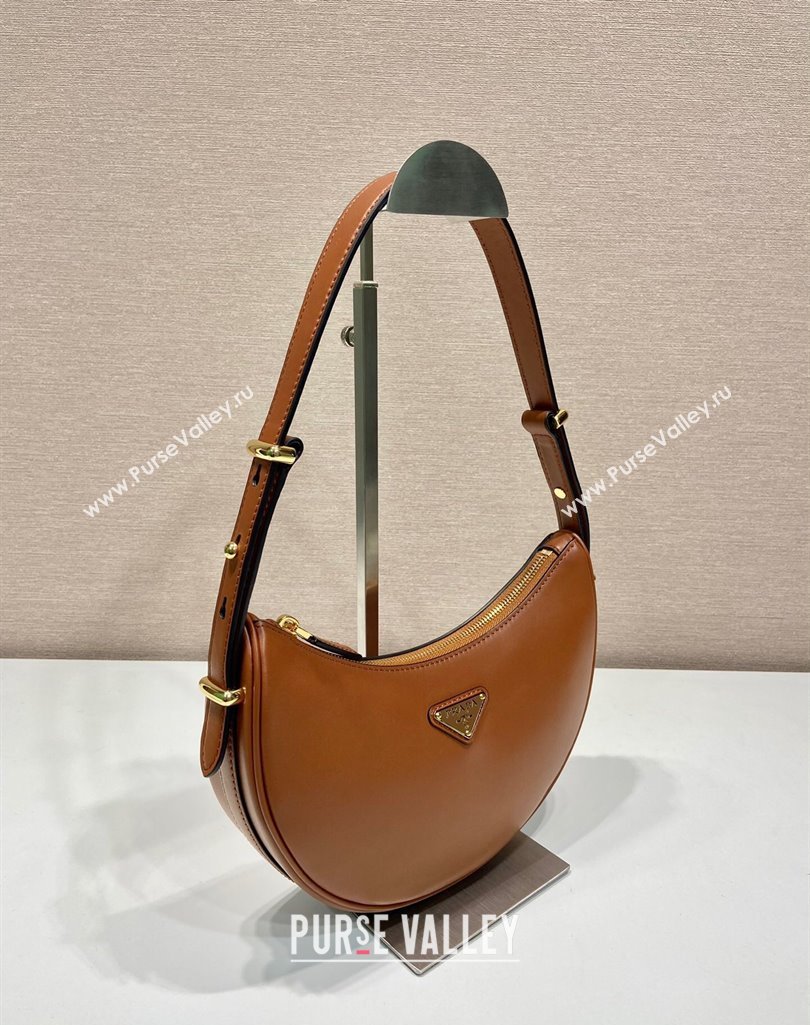 Prada Arque small leather shoulder bag 1BC194 Brown 2025 (YZ-250407062)
