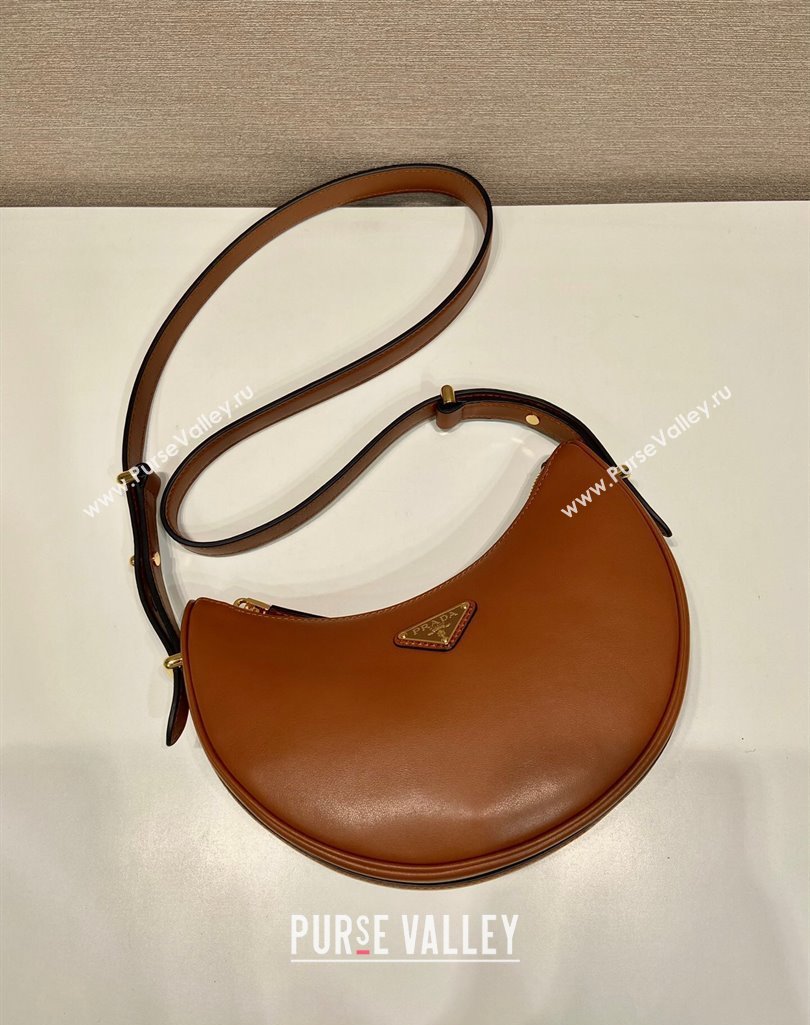 Prada Arque small leather shoulder bag 1BC194 Brown 2025 (YZ-250407062)
