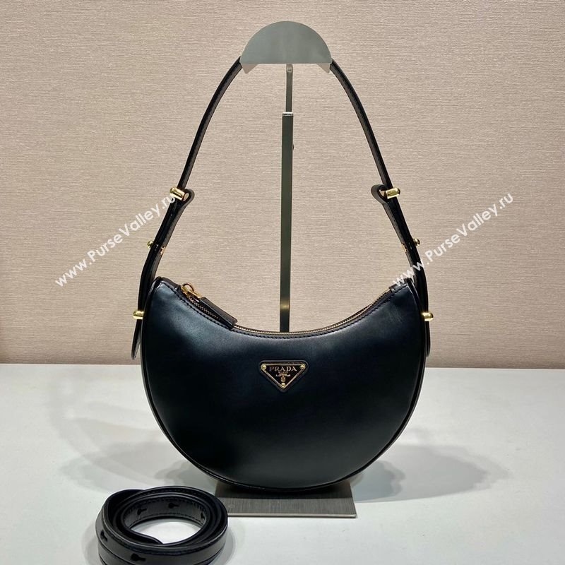 Prada Arque small leather shoulder bag 1BC194 Black 2025 (YZ-250407064)