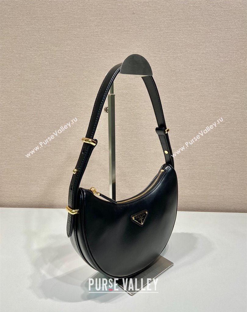 Prada Arque small leather shoulder bag 1BC194 Black 2025 (YZ-250407064)