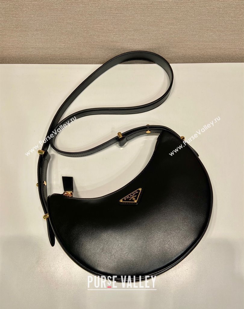 Prada Arque small leather shoulder bag 1BC194 Black 2025 (YZ-250407064)