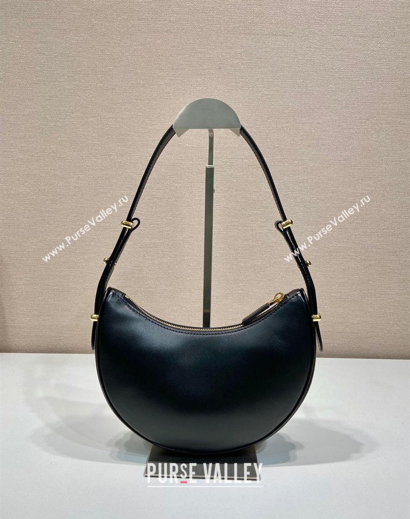 Prada Arque small leather shoulder bag 1BC194 Black 2025 (YZ-250407064)