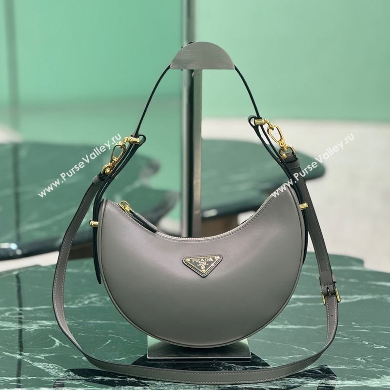 Prada Arque small leather shoulder bag 1BC194 Grey 2025 (YZ-250407065)