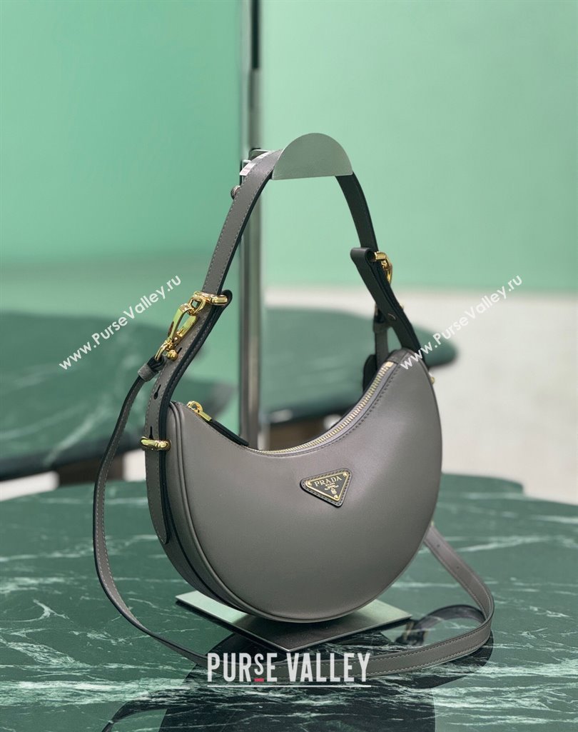 Prada Arque small leather shoulder bag 1BC194 Grey 2025 (YZ-250407065)