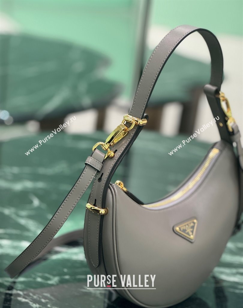 Prada Arque small leather shoulder bag 1BC194 Grey 2025 (YZ-250407065)