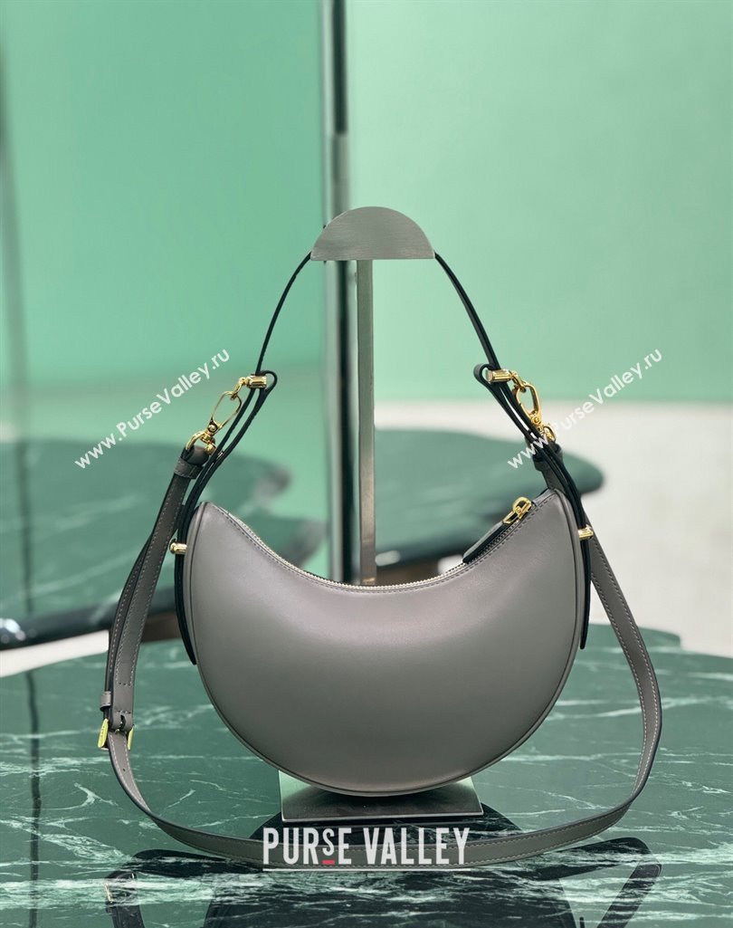Prada Arque small leather shoulder bag 1BC194 Grey 2025 (YZ-250407065)