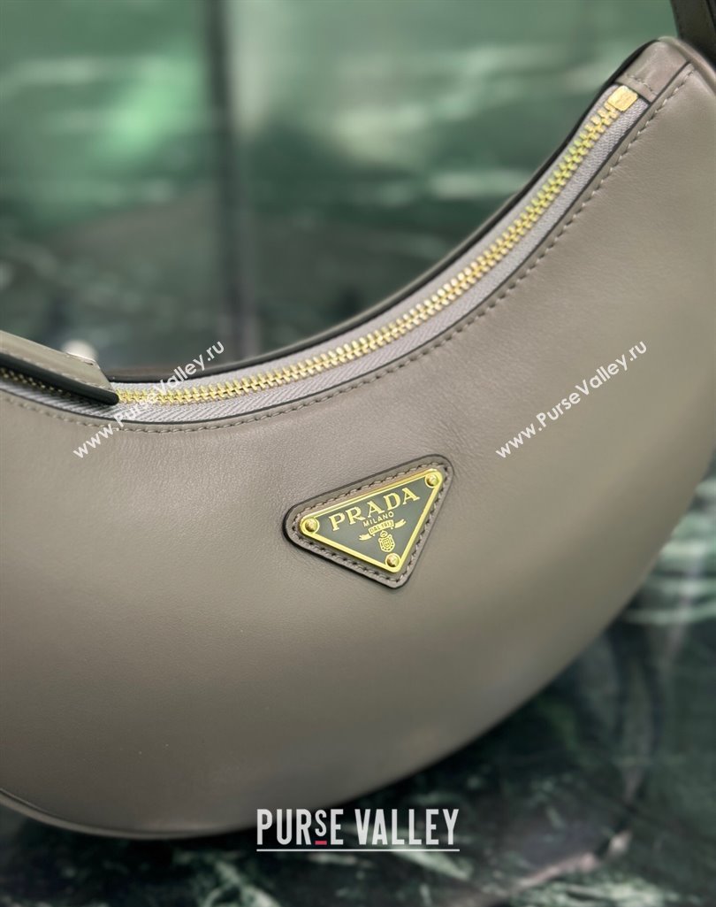 Prada Arque small leather shoulder bag 1BC194 Grey 2025 (YZ-250407065)