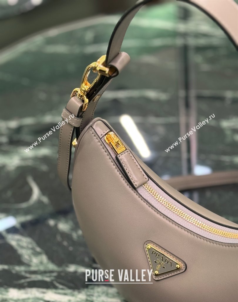 Prada Arque small leather shoulder bag 1BC194 Grey 2025 (YZ-250407065)