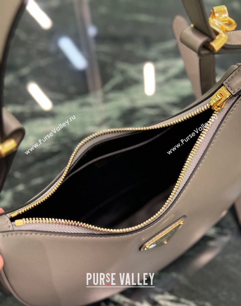 Prada Arque small leather shoulder bag 1BC194 Grey 2025 (YZ-250407065)