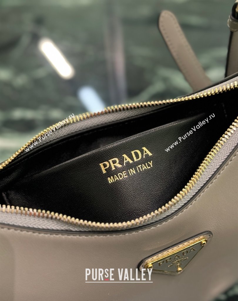Prada Arque small leather shoulder bag 1BC194 Grey 2025 (YZ-250407065)