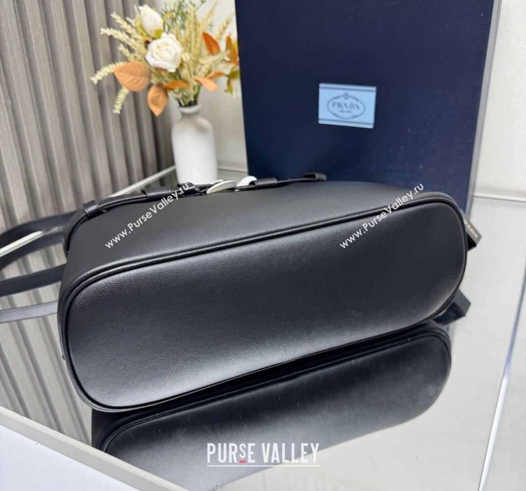 Prada Buckle medium handbag with belt in Leather and Crocodile Embossed 1BA434 Black 2025 (YZ-250407050)