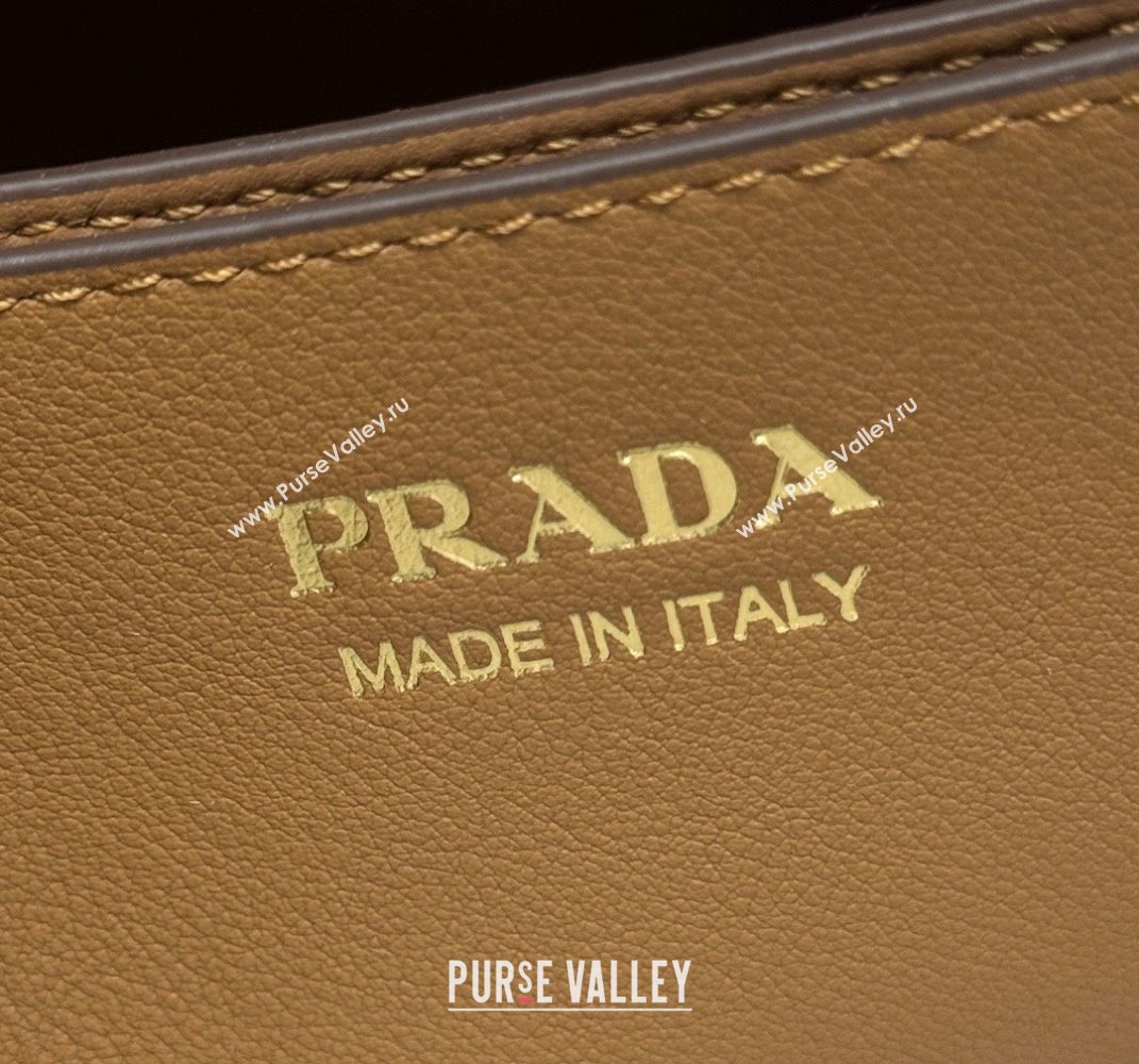 Prada Buckle medium leather handbag with belt 1BA434 Brown 2025 (YZ-250407051)