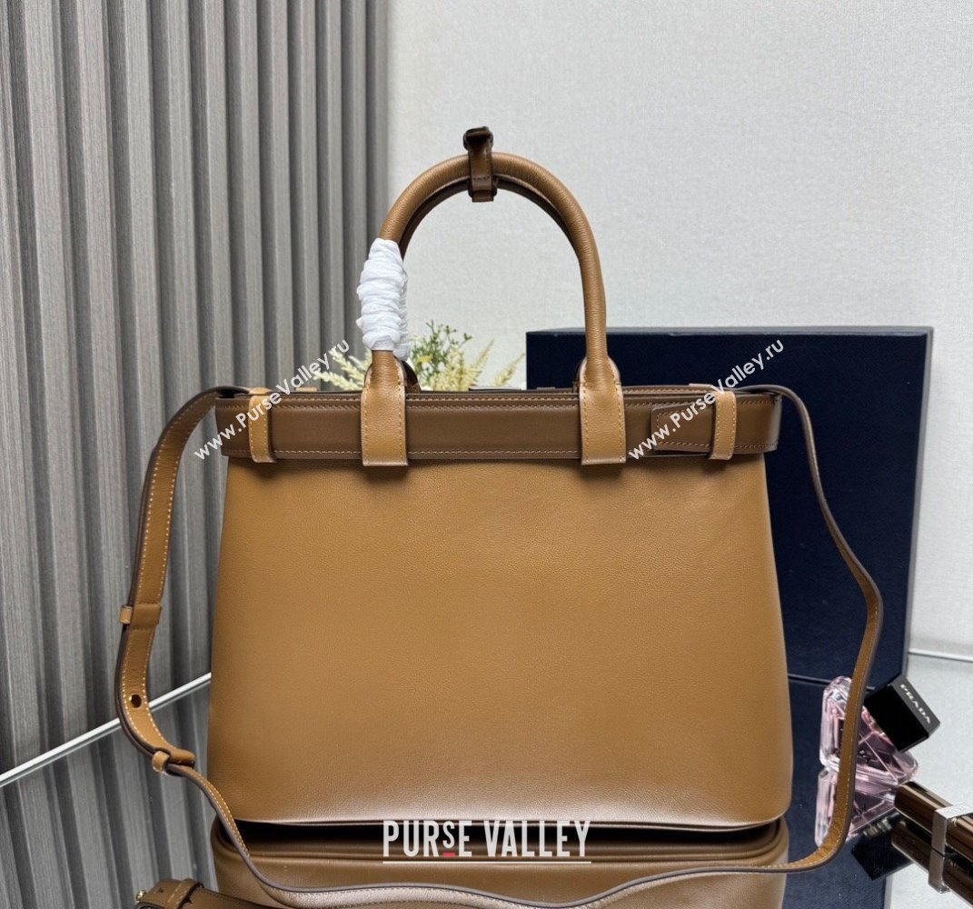 Prada Mens Buckle medium leather handbag with buckle belt Brown 2025 1BA417 (YZ-250407052)