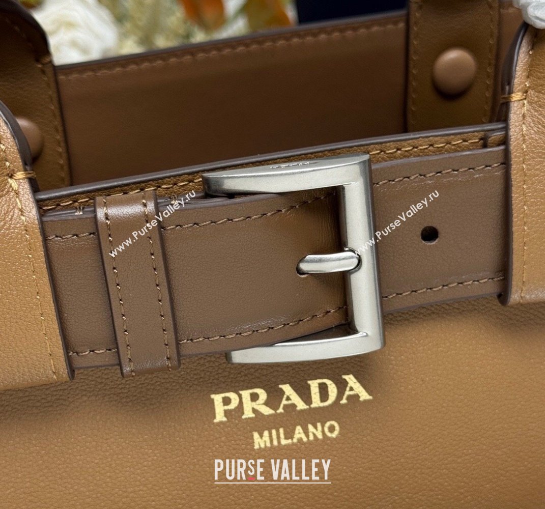 Prada Mens Buckle medium leather handbag with buckle belt Brown 2025 1BA417 (YZ-250407052)