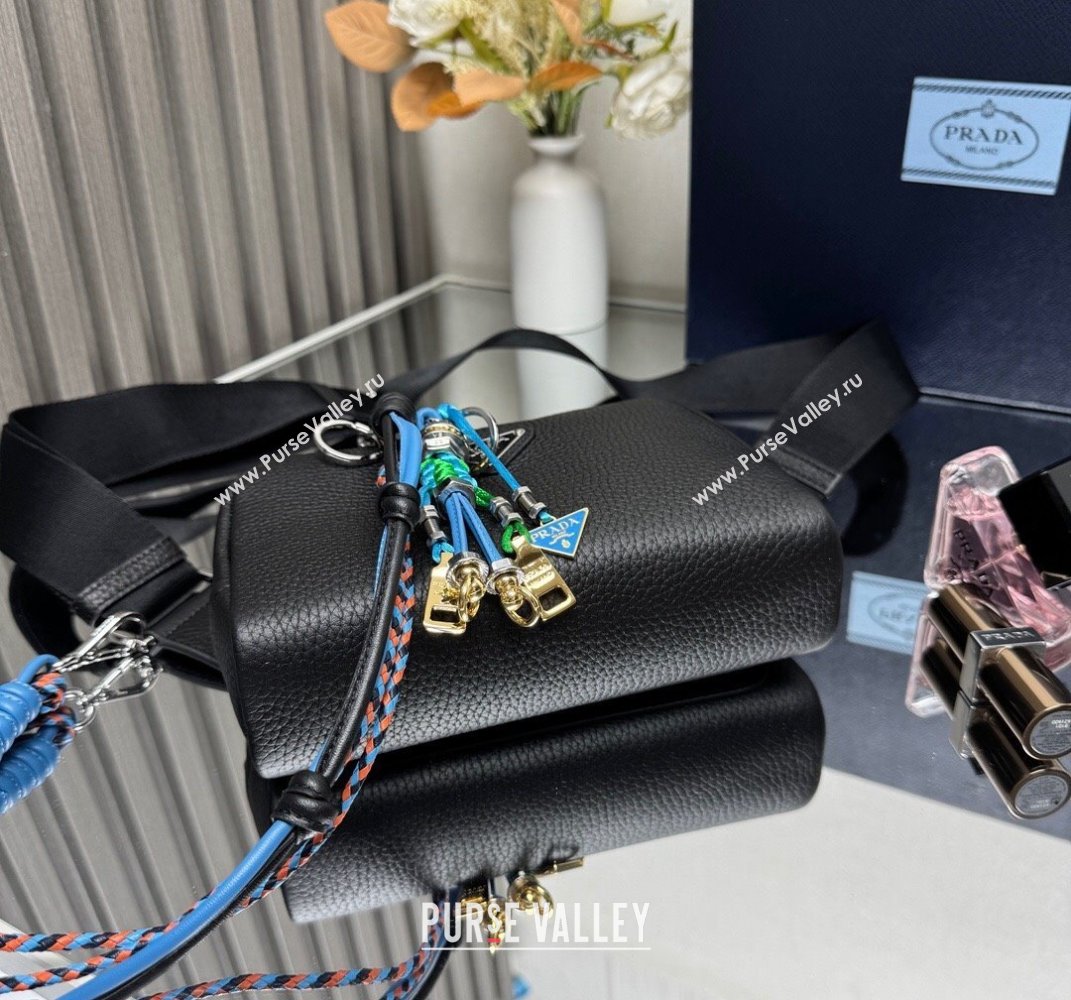 Prada Mens Leather shoulder bag with charm Black 2025 2VH184 (YZ-250407048)