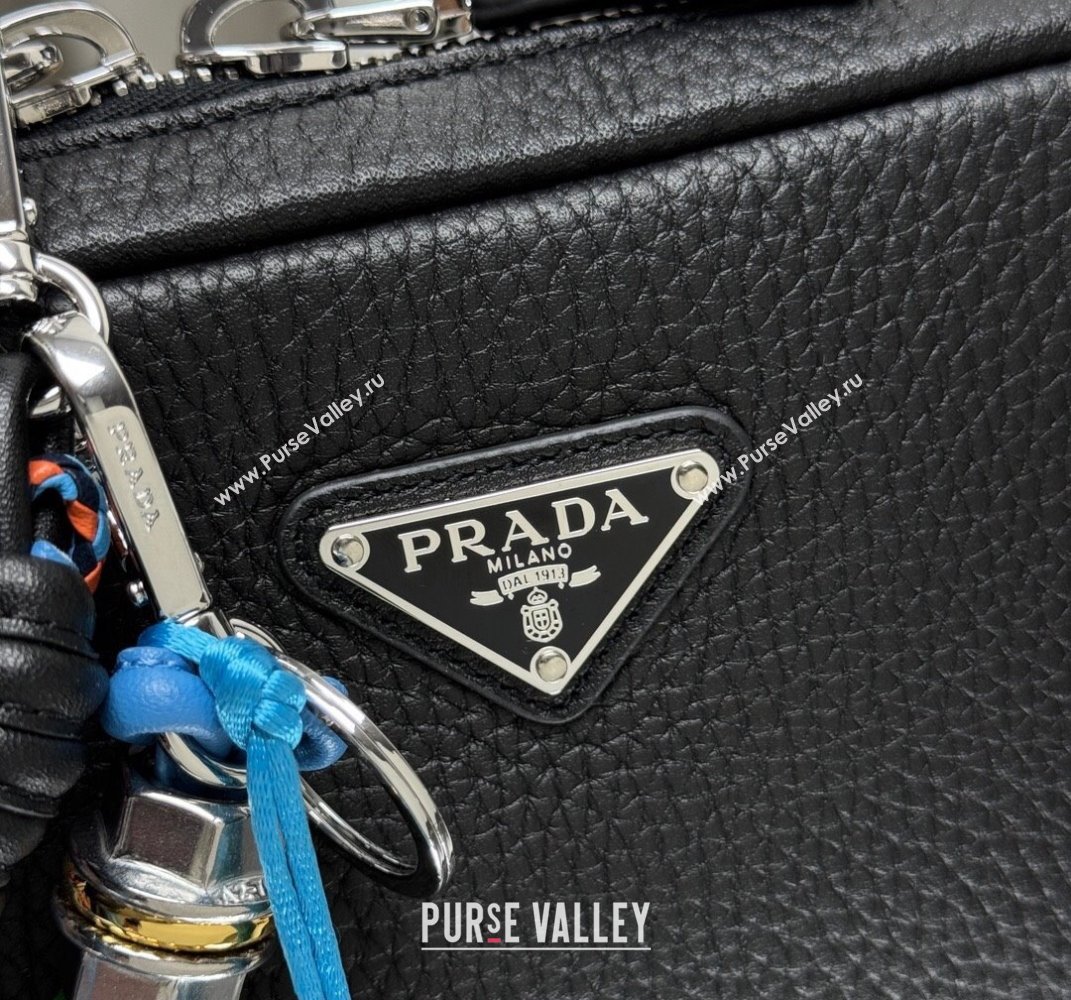 Prada Mens Leather shoulder bag with charm Black 2025 2VH184 (YZ-250407048)
