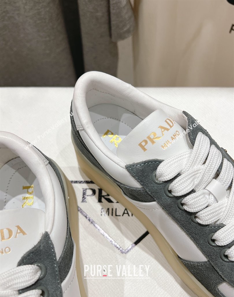 Prada Downtown Bold Nappa Leather and Suede Sneakers White/Grey 2025 1E792M (MD-250424095)