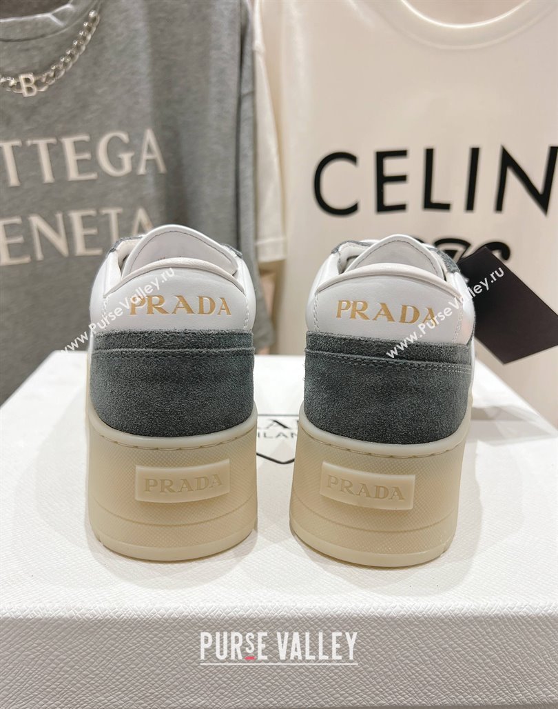 Prada Downtown Bold Nappa Leather and Suede Sneakers White/Grey 2025 1E792M (MD-250424095)