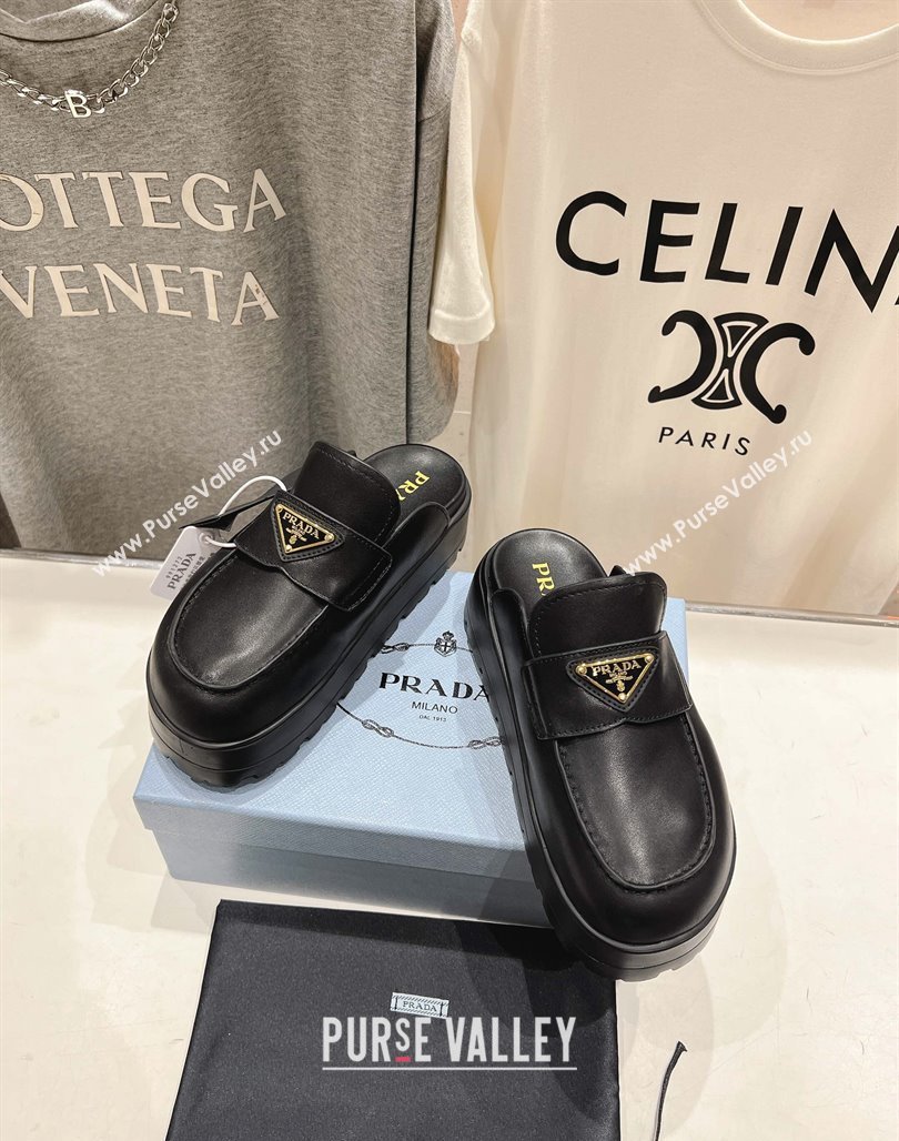 Prada Leather Platform Mules Black 2025 1XZ778 (MD-250424085)