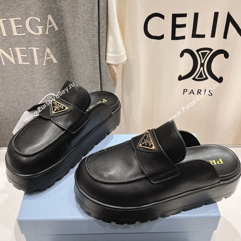 Prada Leather Platform Mules Black 2025 1XZ778 (MD-250424085)