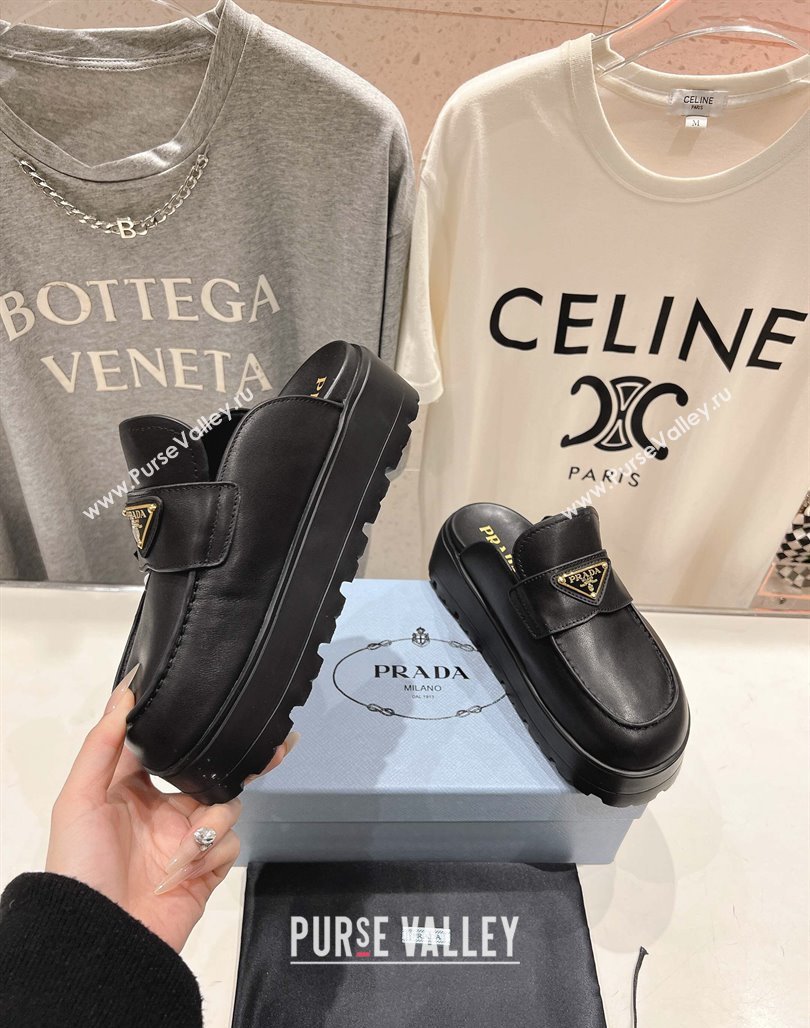 Prada Leather Platform Mules Black 2025 1XZ778 (MD-250424085)