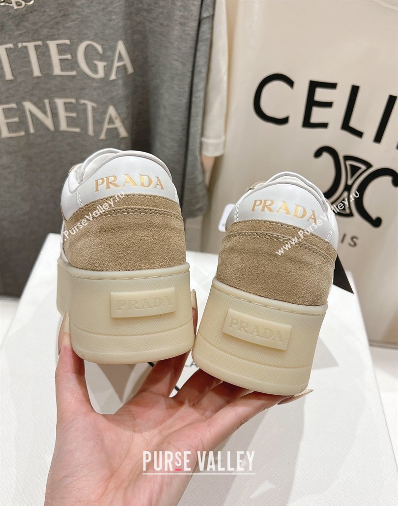 Prada Downtown Bold Nappa Leather and Suede Sneakers White/Beige 2025 1E792M (MD-250424100)