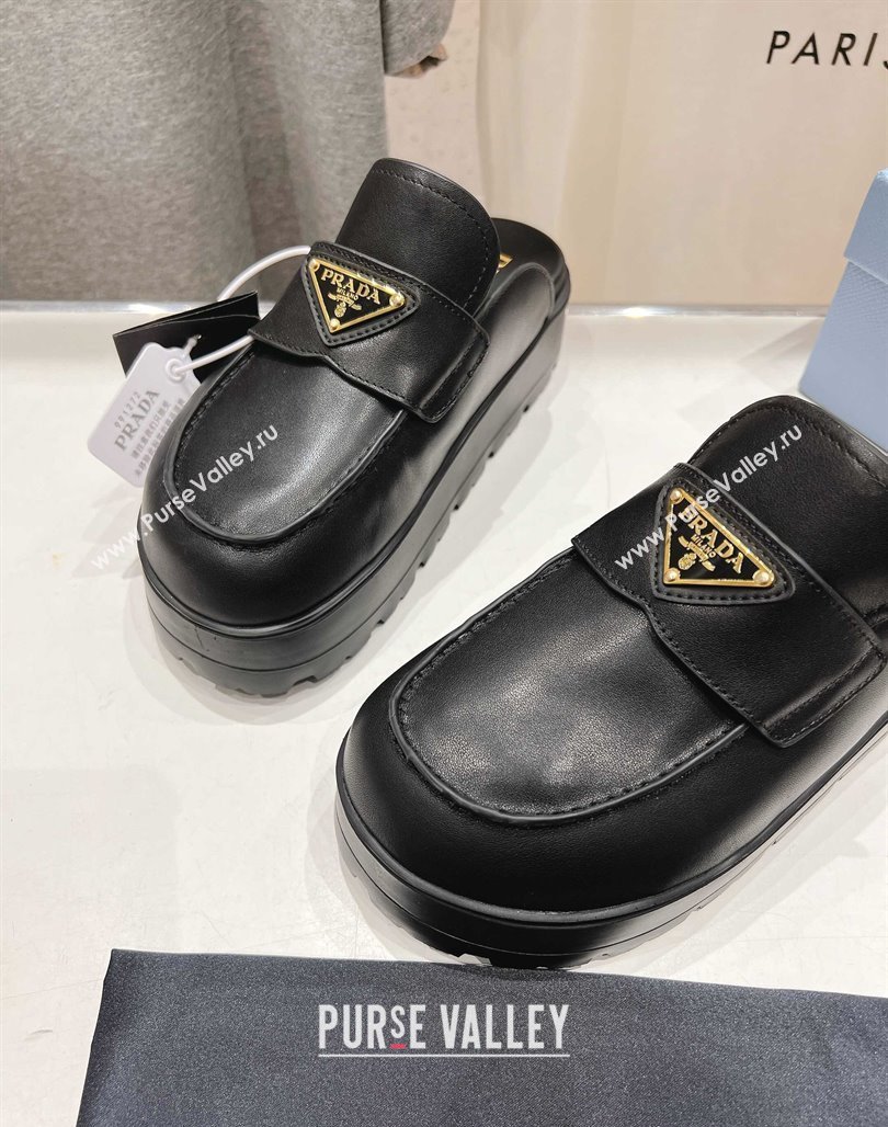 Prada Leather Platform Mules Black 2025 1XZ778 (MD-250424085)