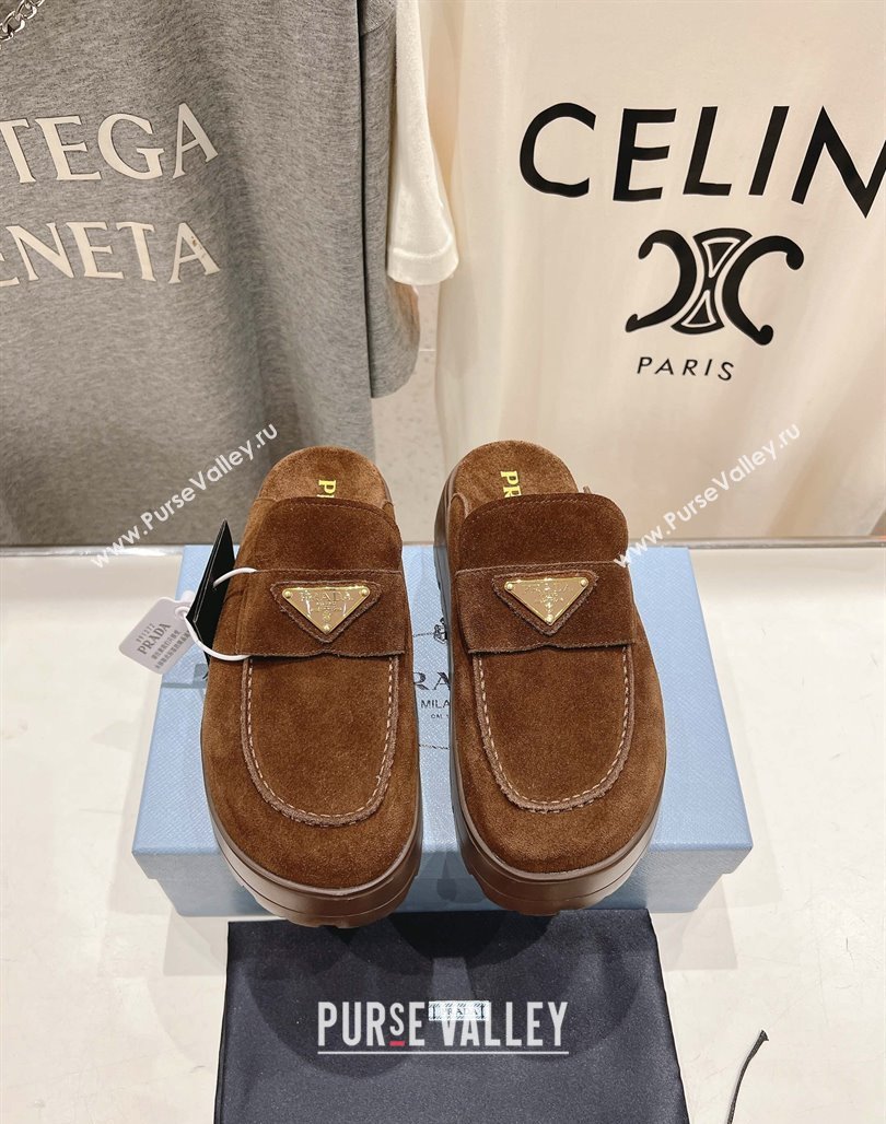 Prada Suede Platform Mules Cocoa Brown 2025 1XZ778 (MD-250424084)