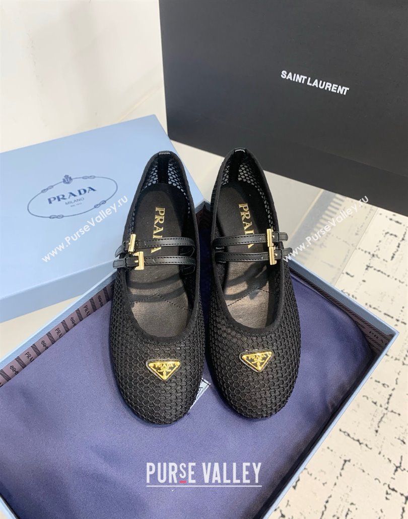 Prada Mesh fabric ballerinas flat Black 2025 1F915N (KER-250424107)