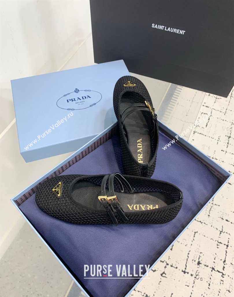Prada Mesh fabric ballerinas flat Black 2025 1F915N (KER-250424107)