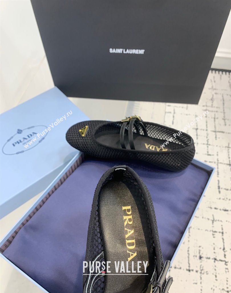 Prada Mesh fabric ballerinas flat Black 2025 1F915N (KER-250424107)