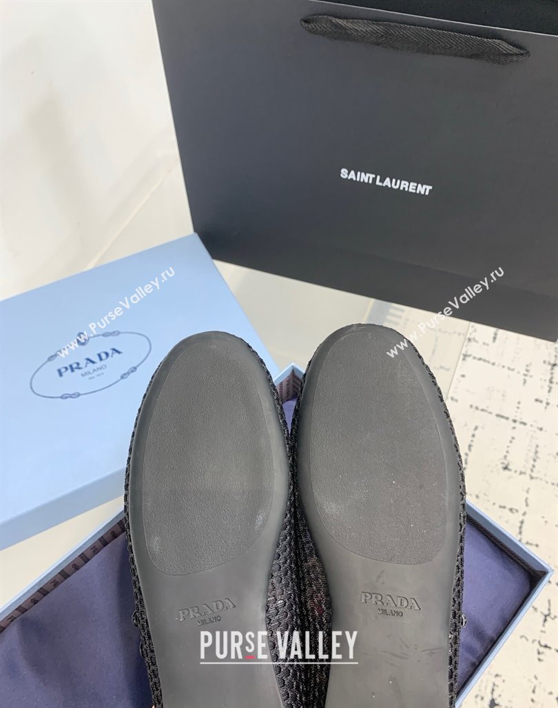 Prada Mesh fabric ballerinas flat Black 2025 1F915N (KER-250424107)