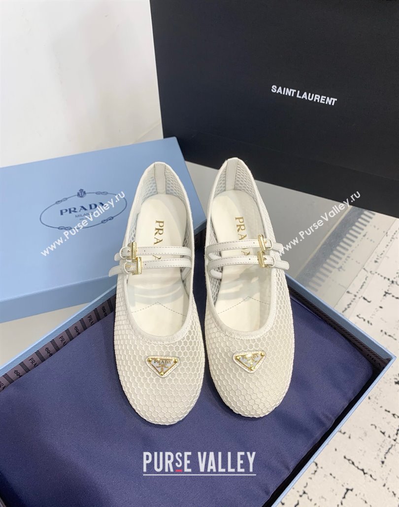 Prada Mesh fabric ballerinas flat White 2025 1F915N (KER-250424109)